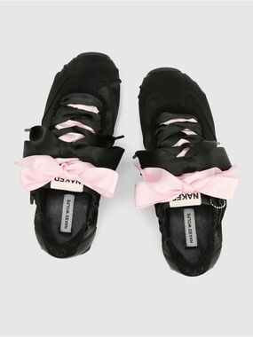 Naked Wolfe Adorable Black Satin Sneakers